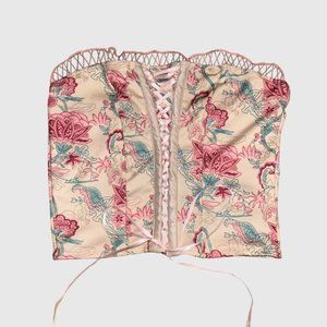 floral lace up tube top